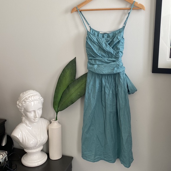 PART TWO Teal Tie Back Cotton Dress - Picture 9 of 15